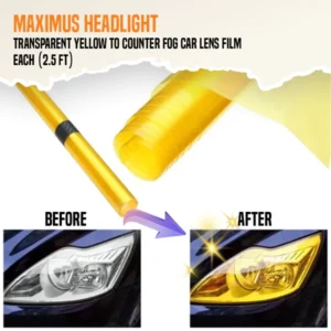 Transparent Yellow Lens Tint Paper 2.5 FT - Head and Back Lamps | To Counter Fog Car Lens Film