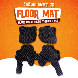 Suzuki Swift 7D Floor Mat Black Multi Color Thread 3 Pcs - Model 2022-2023
