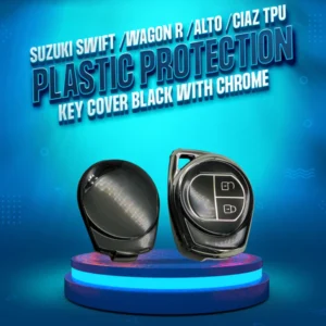 Suzuki Swift /Wagon R /Alto /Ciaz TPU Plastic Protection Key Cover Black With Chrome 2 Buttons