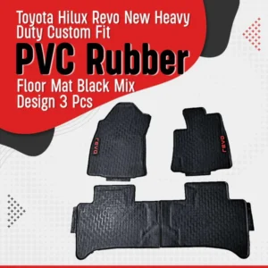 Toyota Hilux Revo New Heavy Duty Custom Fit PVC Rubber Floor Mat Black Mix Design 3 Pcs - Model 2016-2021